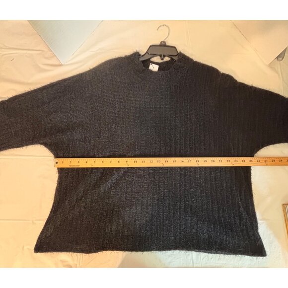 Lane Bryant Size 26/28 Oversized Chunky Knit Sweater Black Textured Lagenlook - Picture 5 of 10